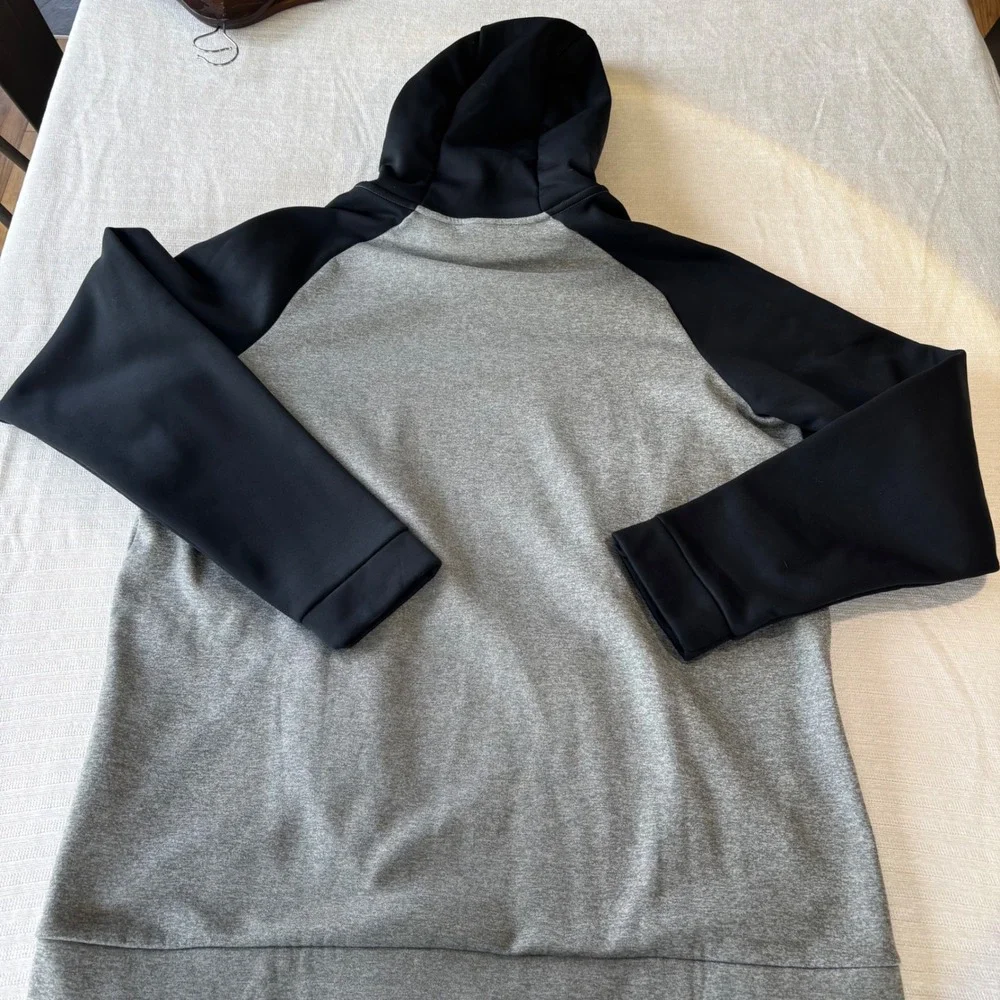 Nike Dri-FIT Mens XLT‎ Grey Black Colorblock Swoosh Training Hoodie 931991-063